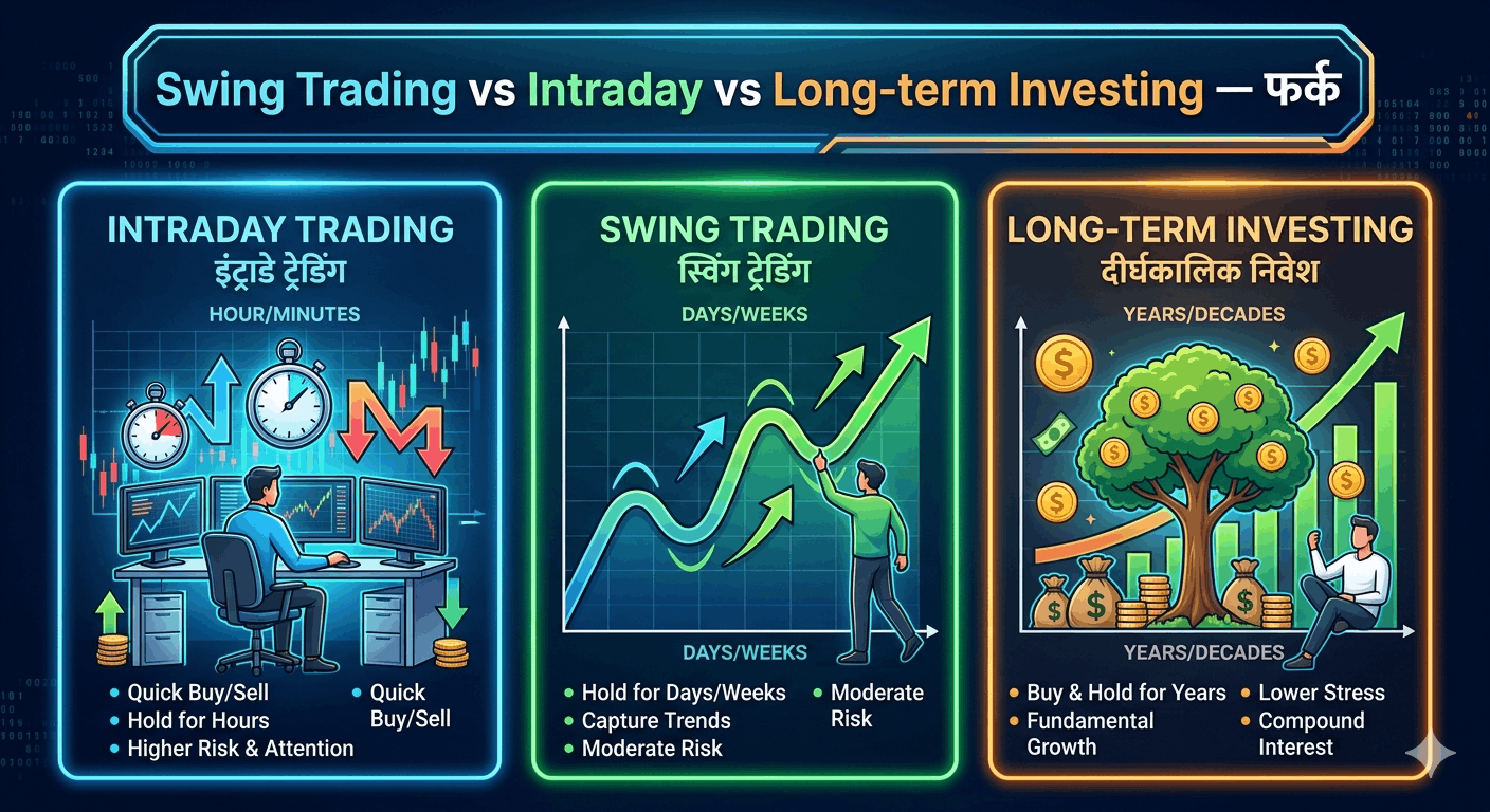 swing trading vs intraday vs long term